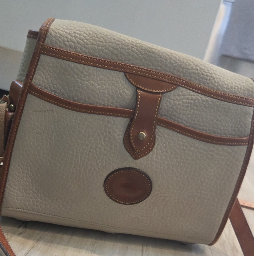 Dooney & Bourke Pebble Leather Crossbody - Cream with Brown Trim - Picture 11 of 13